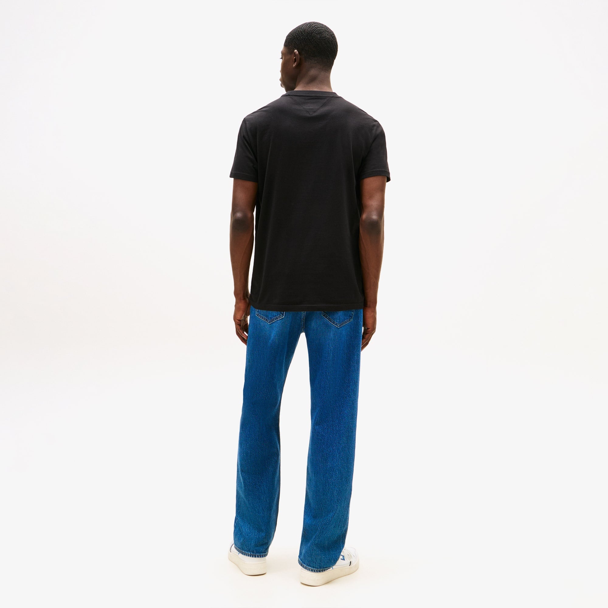 Tommy Jeans Slim Linear Chest Erkek Siyah T-Shirt