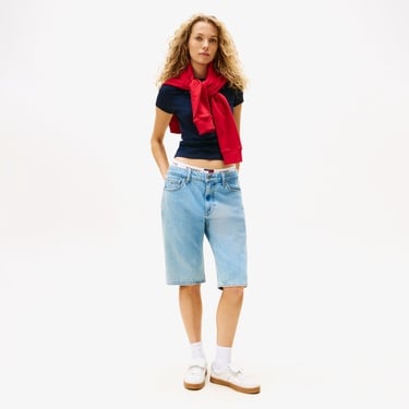  Tommy Jeans Slim Linear Kadın Lacivert T-Shirt