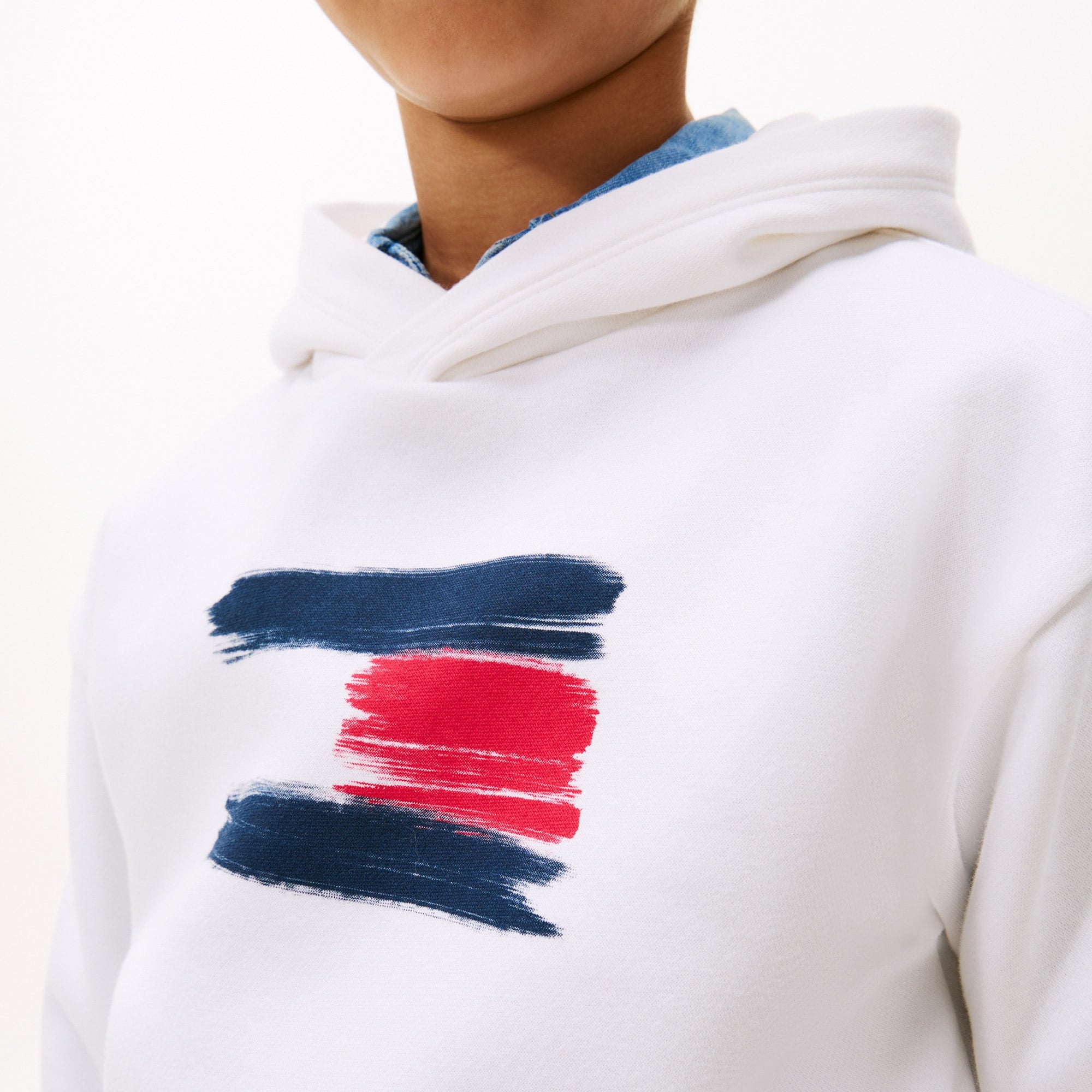 Tommy Hilfiger Flag Çocuk Beyaz Hoodie