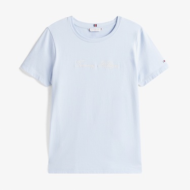  Tommy Hilfiger Script Regular Kadın Mavi T-Shirt