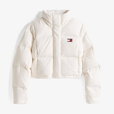  Tommy Jeans Alaska Crop Kadın Puffer Beyaz Mont