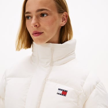  Tommy Jeans Alaska Crop Kadın Puffer Beyaz Mont
