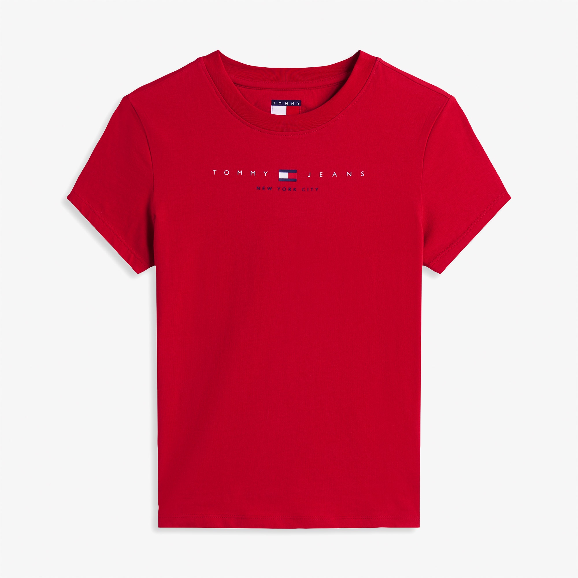 Tommy Jeans Slim Linear Kadın Kırmızı T-Shirt
