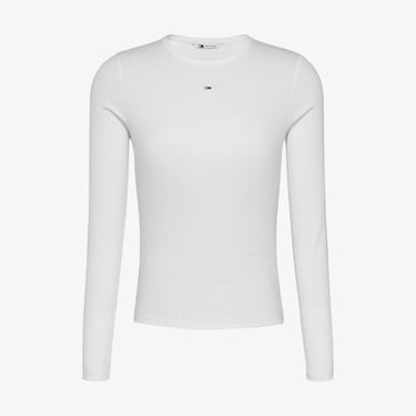  Tommy Jeans Slim Essential Kadın Beyaz Uzun Kollu T-shirt
