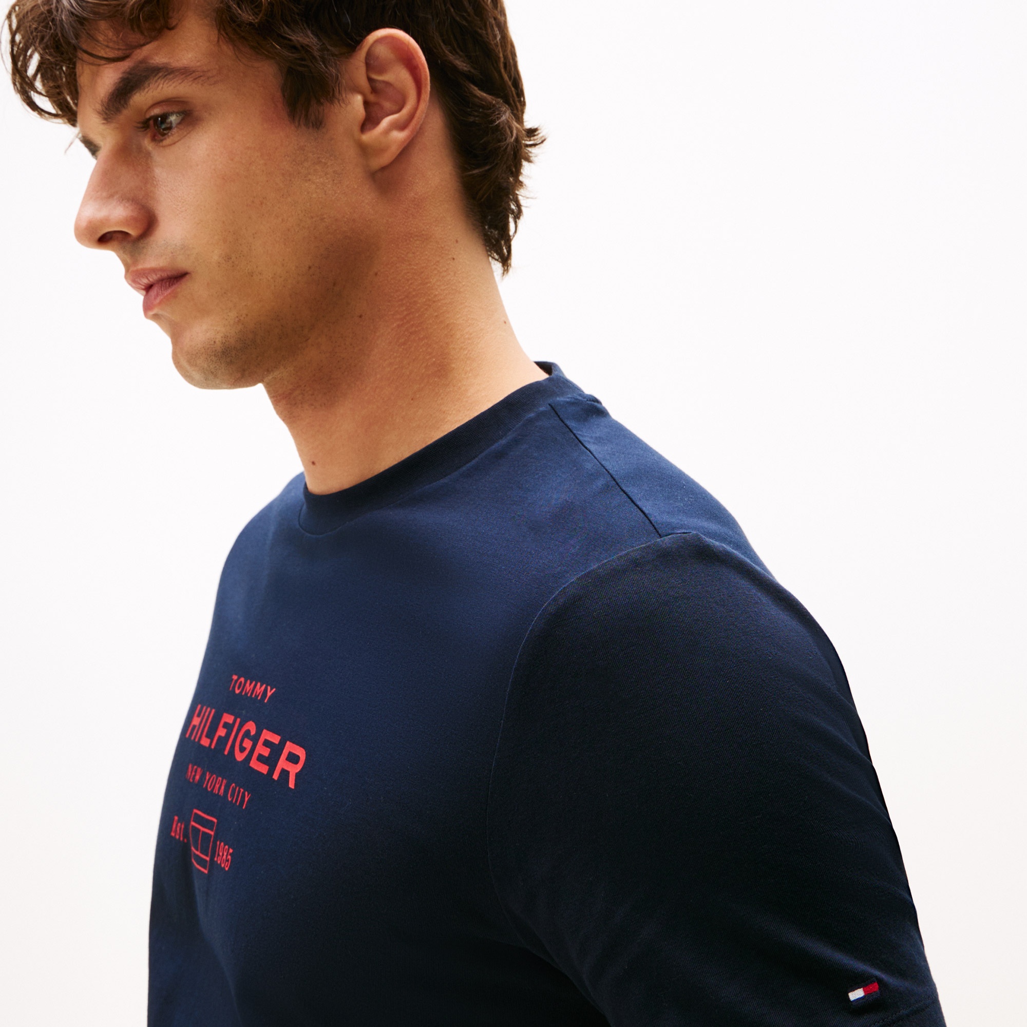 Tommy Hilfiger Stack Graphic Erkek Lacivert T-Shirt