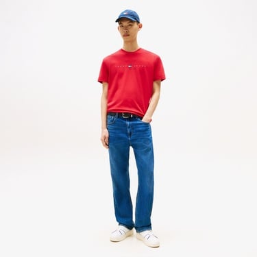  Tommy Jeans Regular Flag Linear Erkek Kırmızı T-Shirt