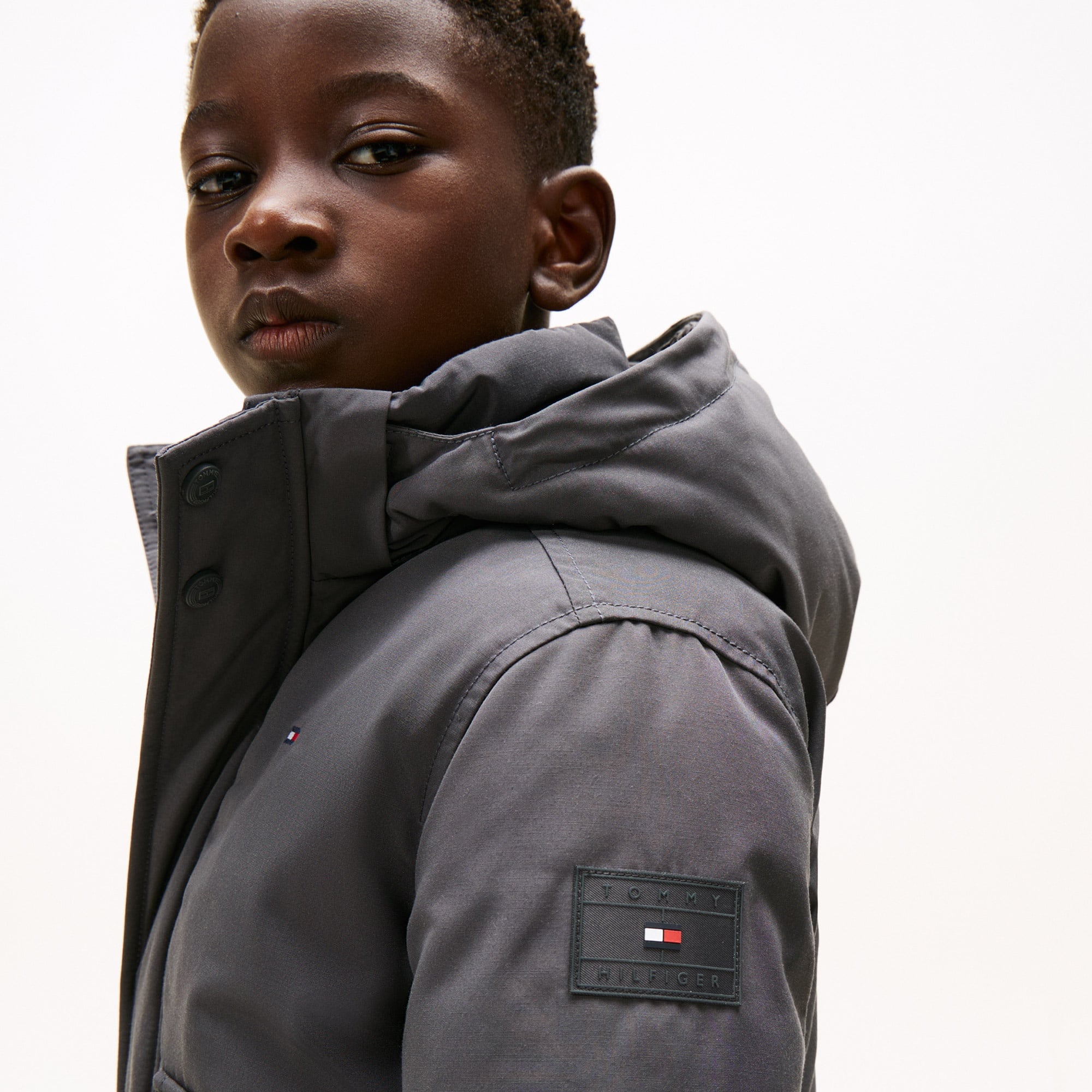 Tommy Hilfiger Fake Çocuk Bomber Gri Mont