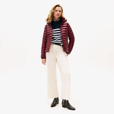  Tommy Hilfiger Padded Slim Kadın Puffer Bordo Mont