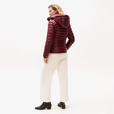  Tommy Hilfiger Padded Slim Kadın Puffer Bordo Mont