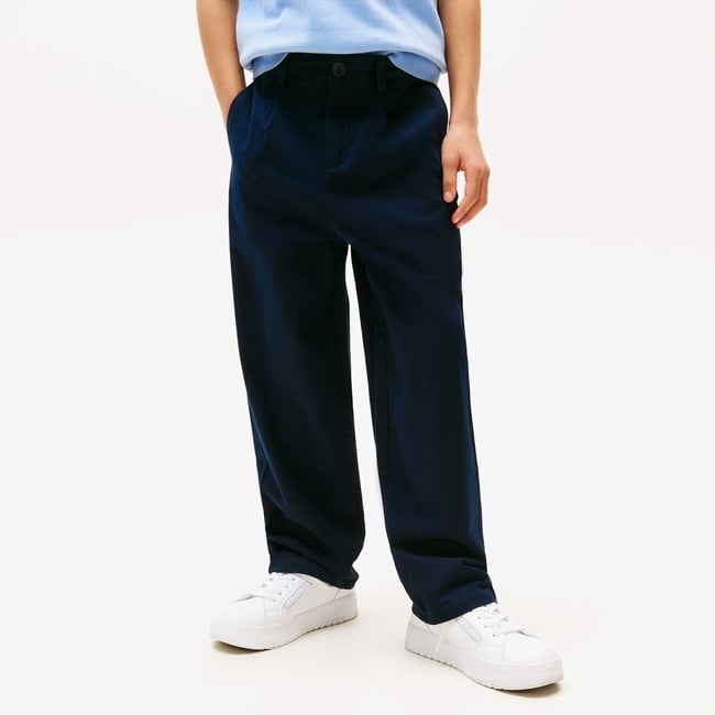  Tommy Hilfiger Pleated Chino Çocuk Chino Lacivert Pantolon
