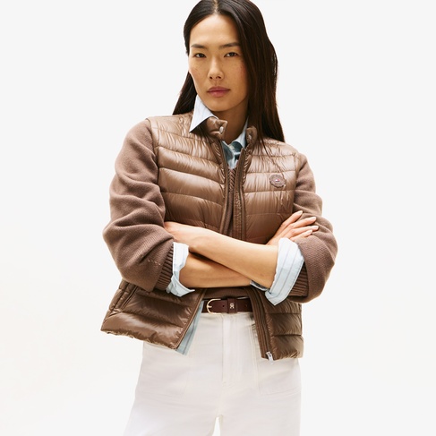  Tommy Hilfiger Down Mock Kadın Kahverengi Yelek