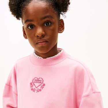  Tommy Hilfiger Embroidered Heart Çocuk Pembe Sweatshirt