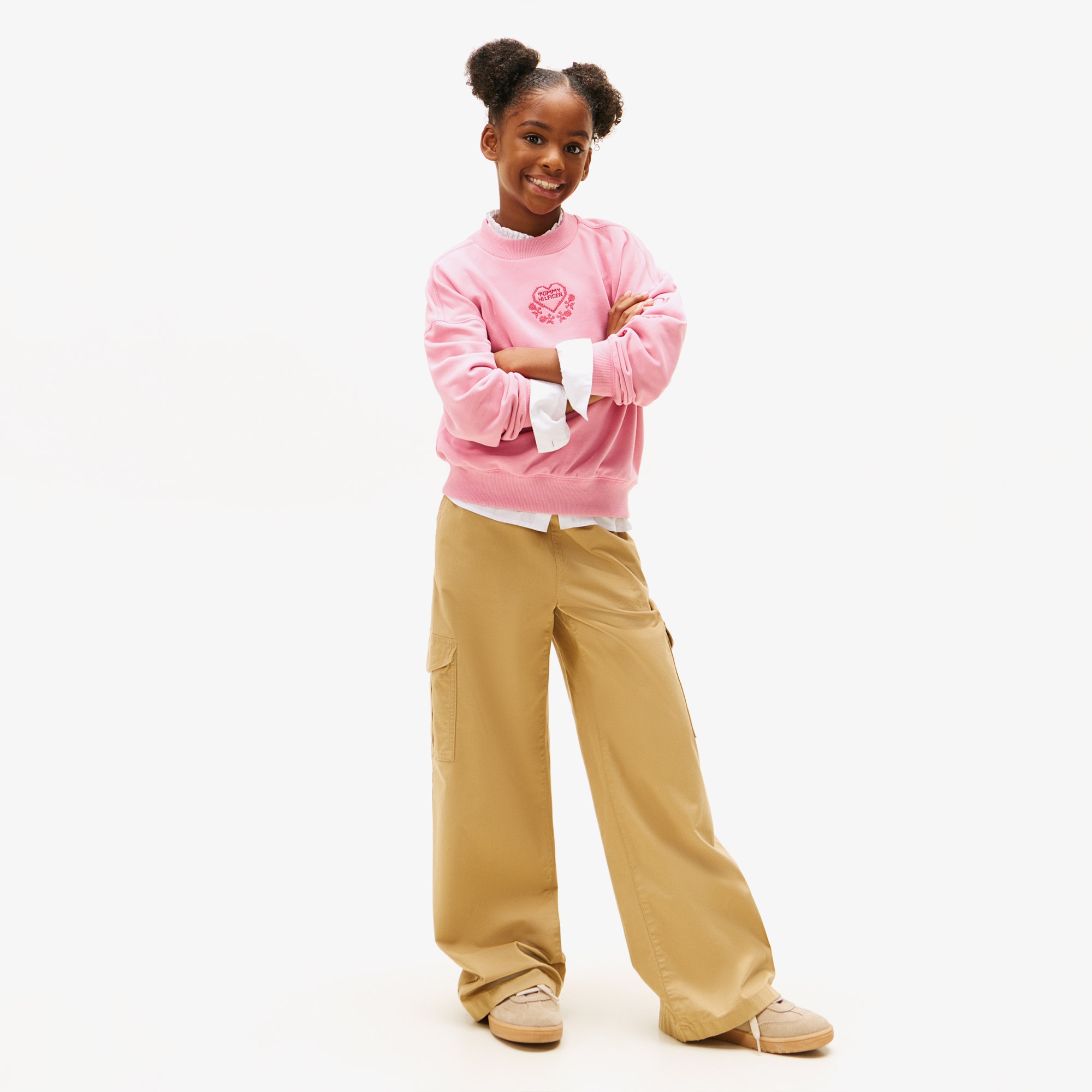 Tommy Hilfiger Embroidered Heart Çocuk Pembe Sweatshirt