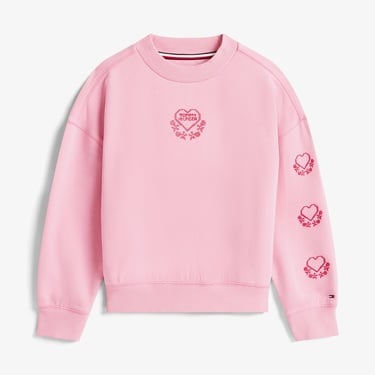  Tommy Hilfiger Embroidered Heart Çocuk Pembe Sweatshirt