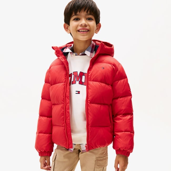  Tommy Hilfiger Essential Down Çocuk Puffer Kırmızı Mont