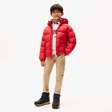  Tommy Hilfiger Essential Down Çocuk Puffer Kırmızı Mont