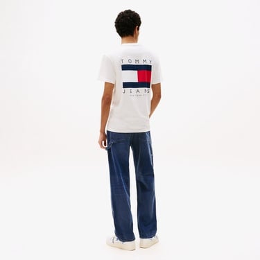  Tommy Jeans Regular Flag Erkek Beyaz T-Shirt