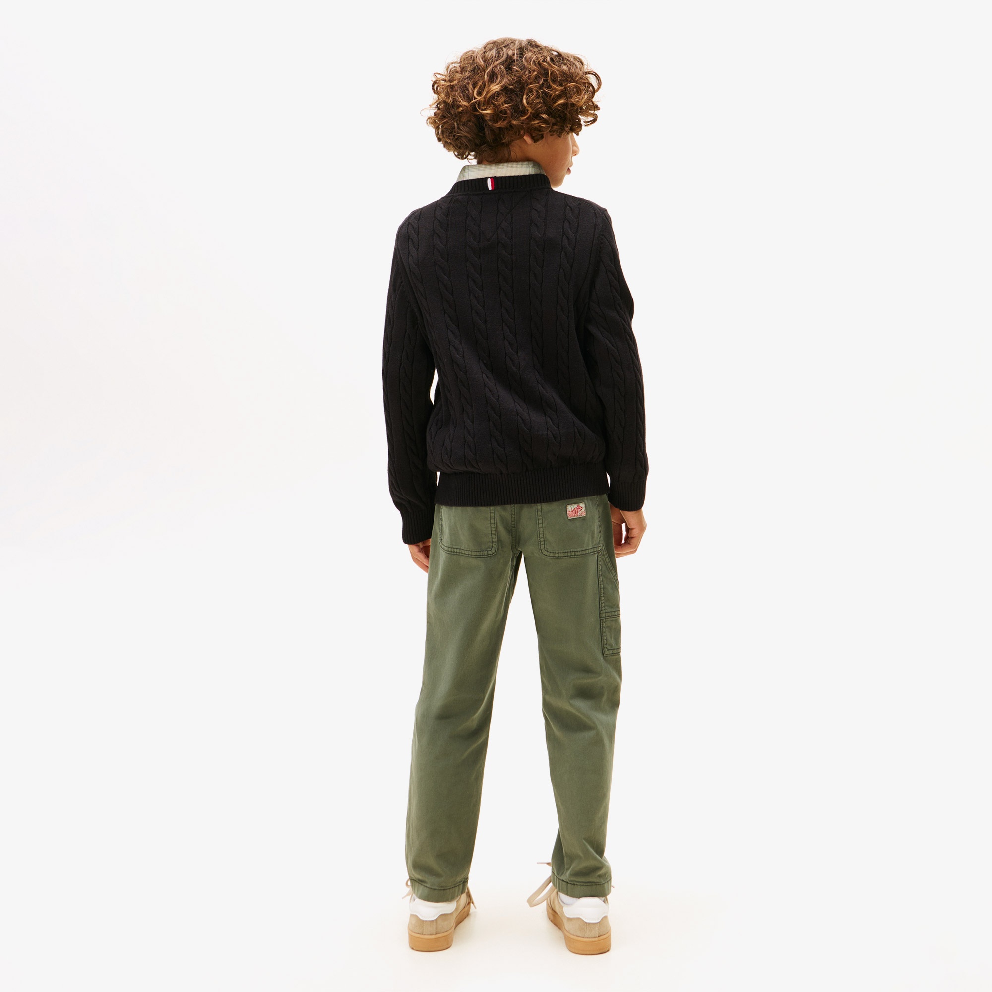 Tommy Hilfiger Cotton Cable Çocuk Siyah Kazak