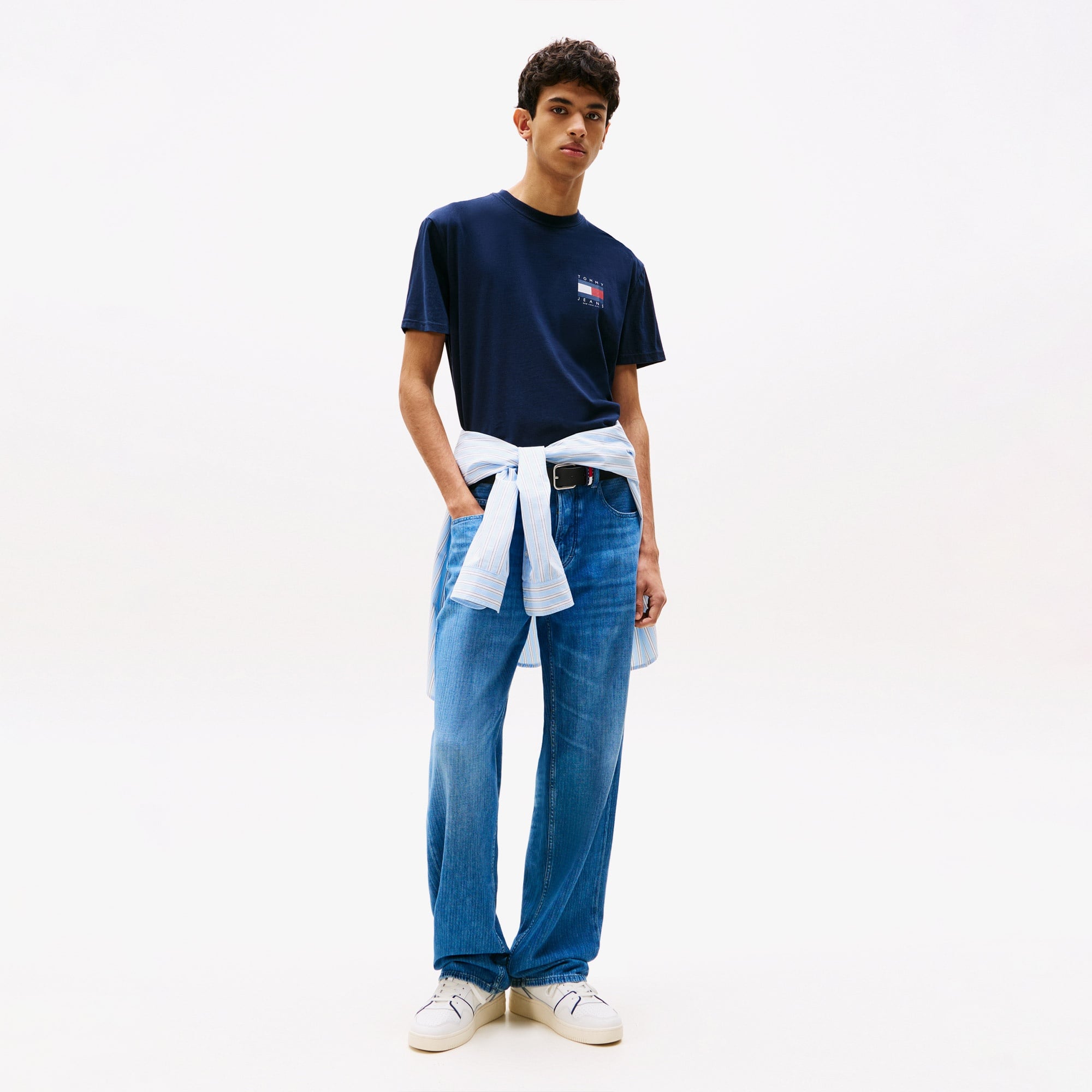 Tommy Jeans Regular Flag Erkek Mavi T-Shirt