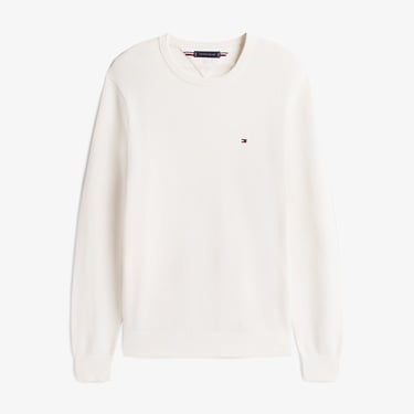  Tommy Hilfiger Essential Structure Yuvarlak Yaka Erkek Beyaz Kazak