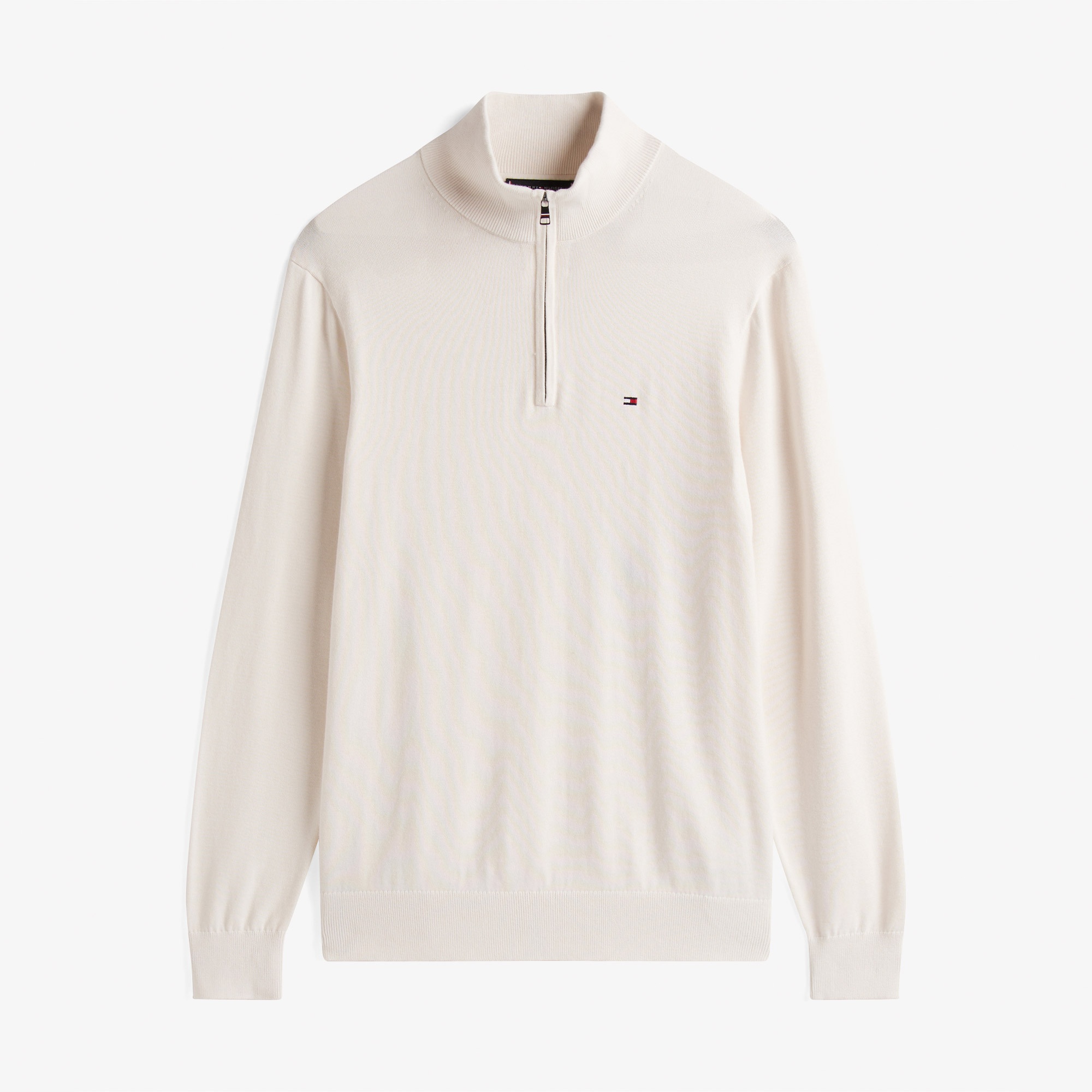 Tommy Hilfiger Essential Erkek Yarım Fermuarlı Triko Krem Triko