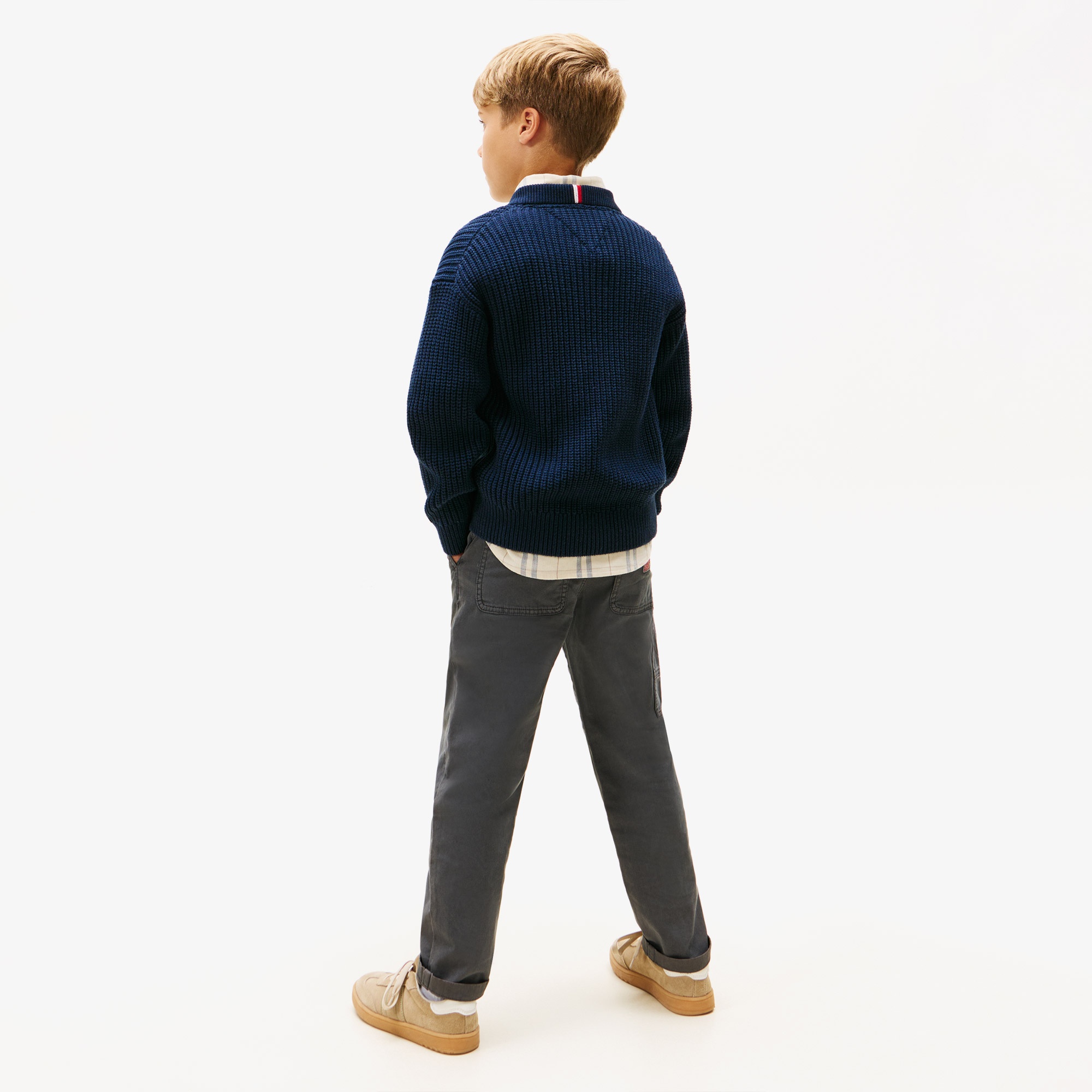 Tommy Hilfiger Half Cardigan Çocuk Mavi Kazak