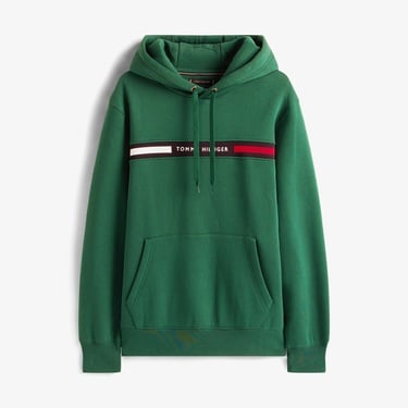  Tommy Hilfiger Chest Insert Erkek Yeşil Hoodie