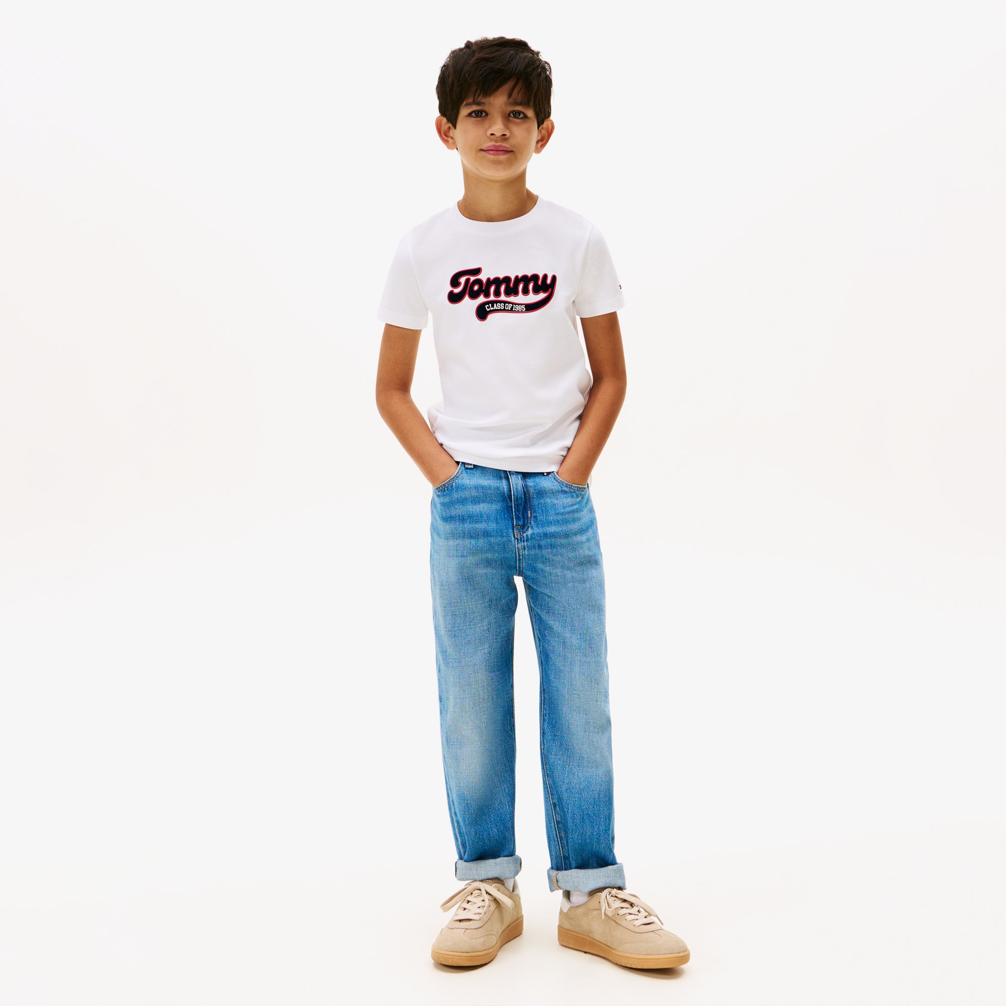 Tommy Hilfiger Varsity Interlock Çocuk Beyaz T-Shirt