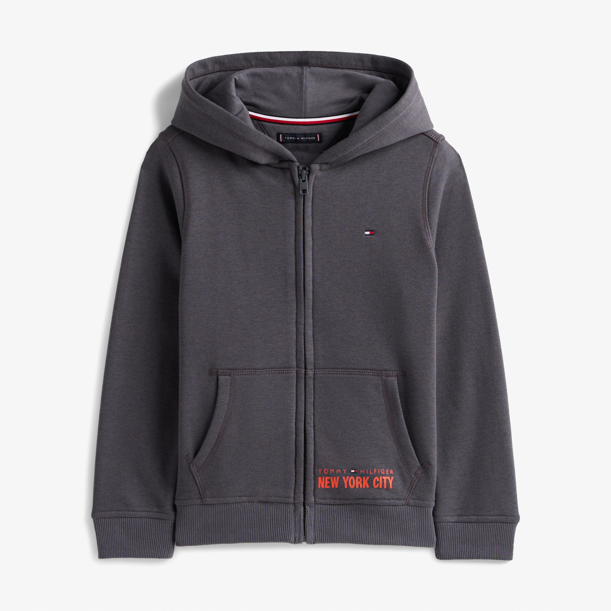 Tommy Hilfiger Print Çocuk Fermuarlı Gri Hoodie