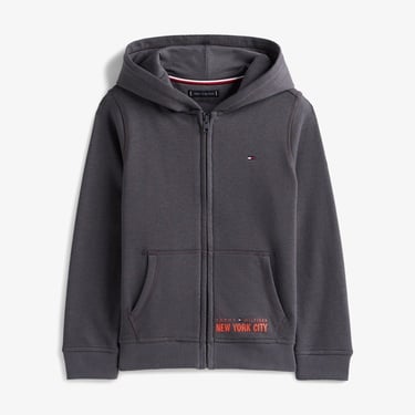  Tommy Hilfiger Print Çocuk Fermuarlı Gri Hoodie