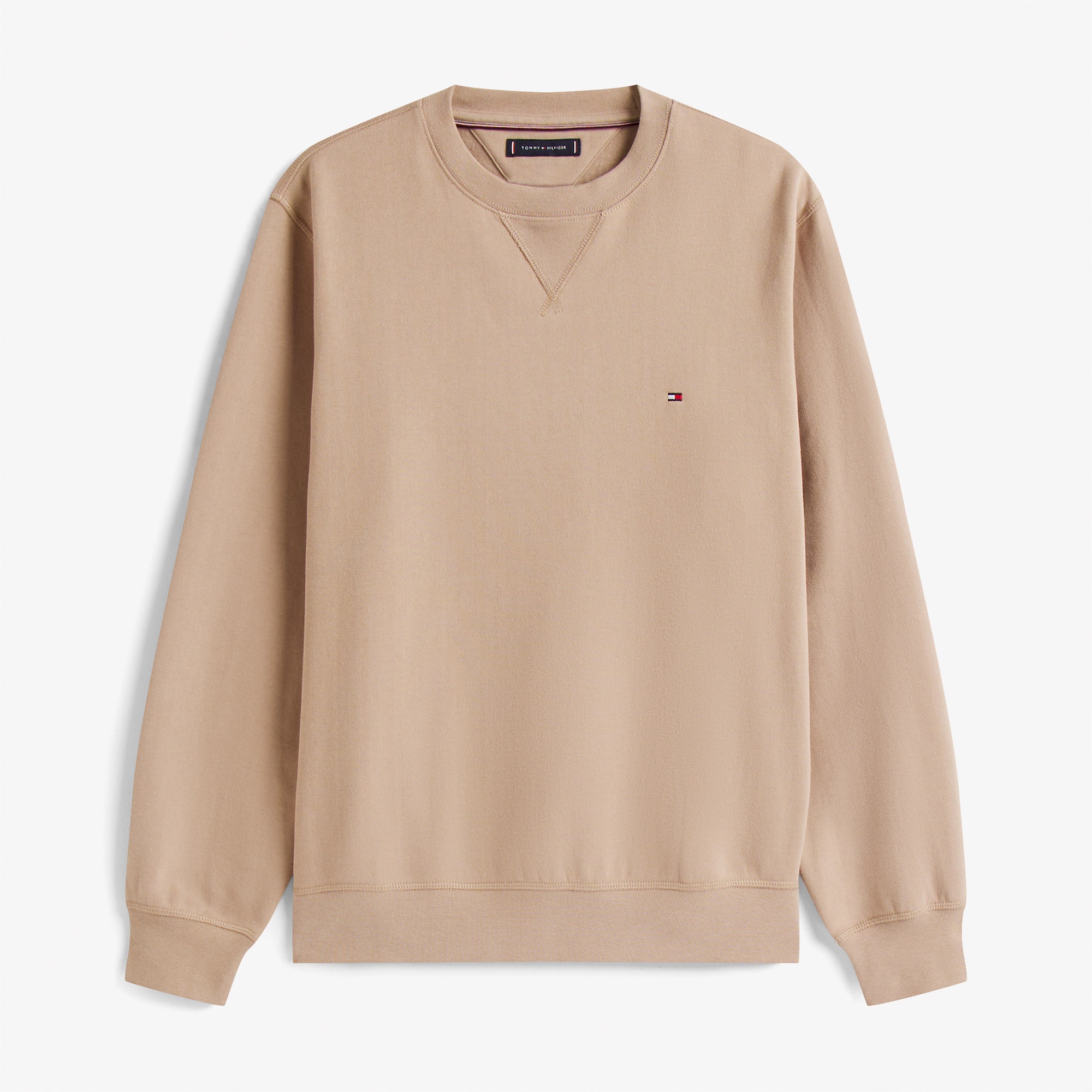 Tommy Hilfiger Essentials Seasonal Yuvarlak Yaka Erkek Bej Sweatshirt