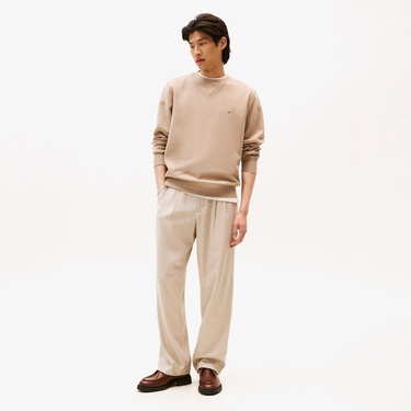  Tommy Hilfiger Essentials Seasonal Yuvarlak Yaka Erkek Bej Sweatshirt
