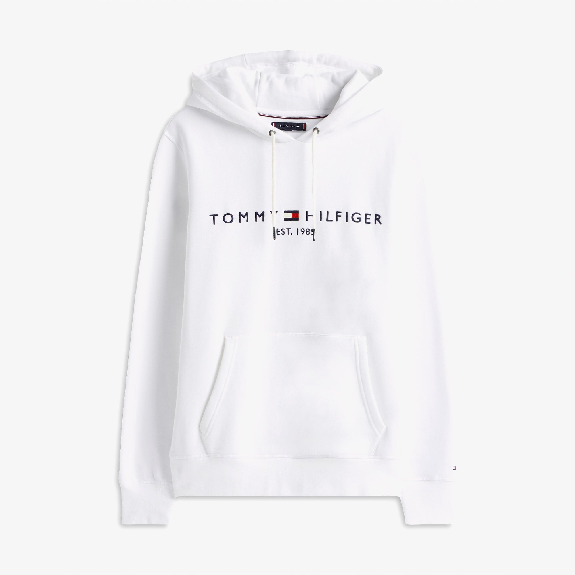 Tommy Hilfiger Logo Erkek Beyaz Hoodie