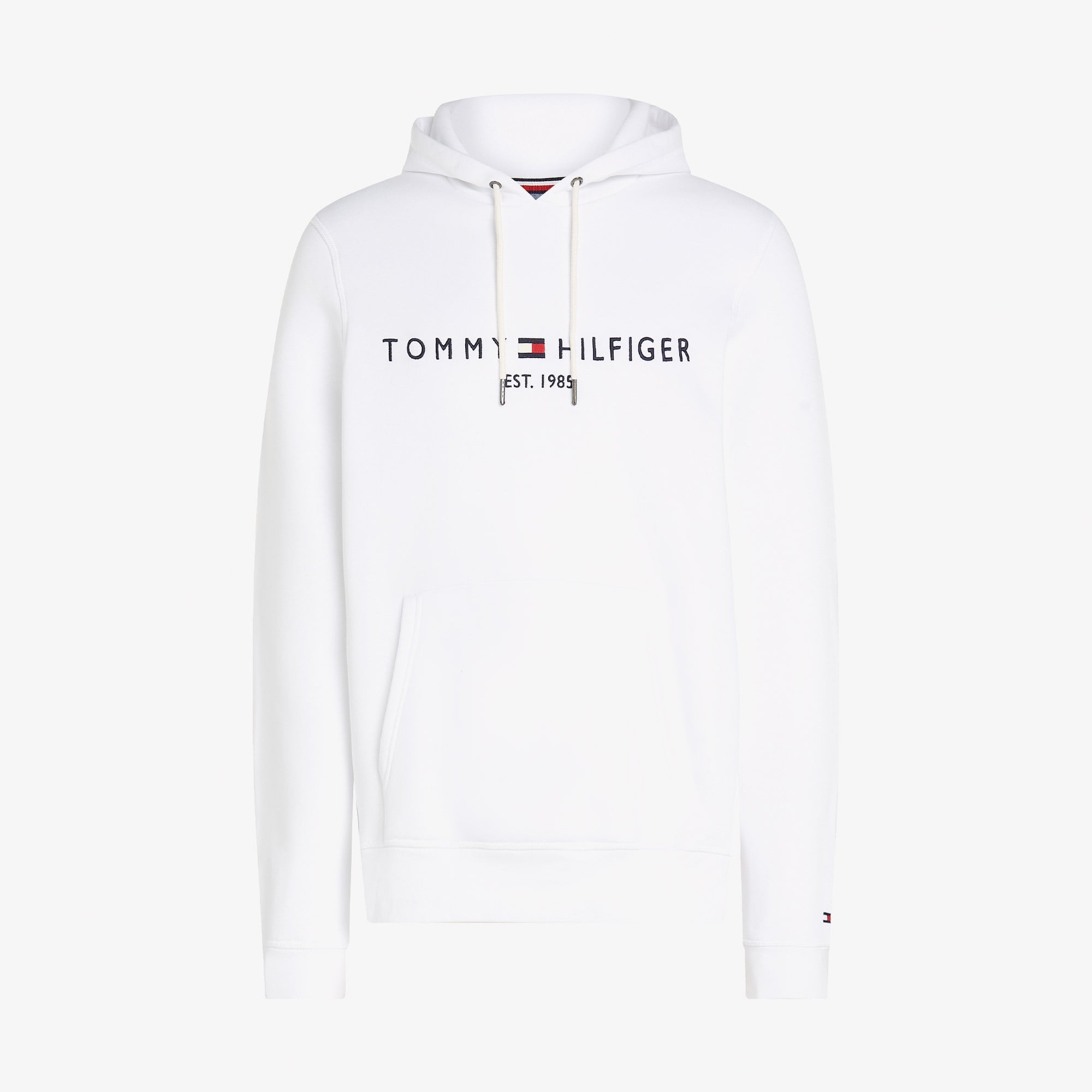 Tommy Hilfiger Logo Erkek Beyaz Hoodie