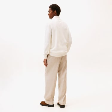  Tommy Hilfiger Essential Erkek Yarım Fermuarlı Triko Krem Triko