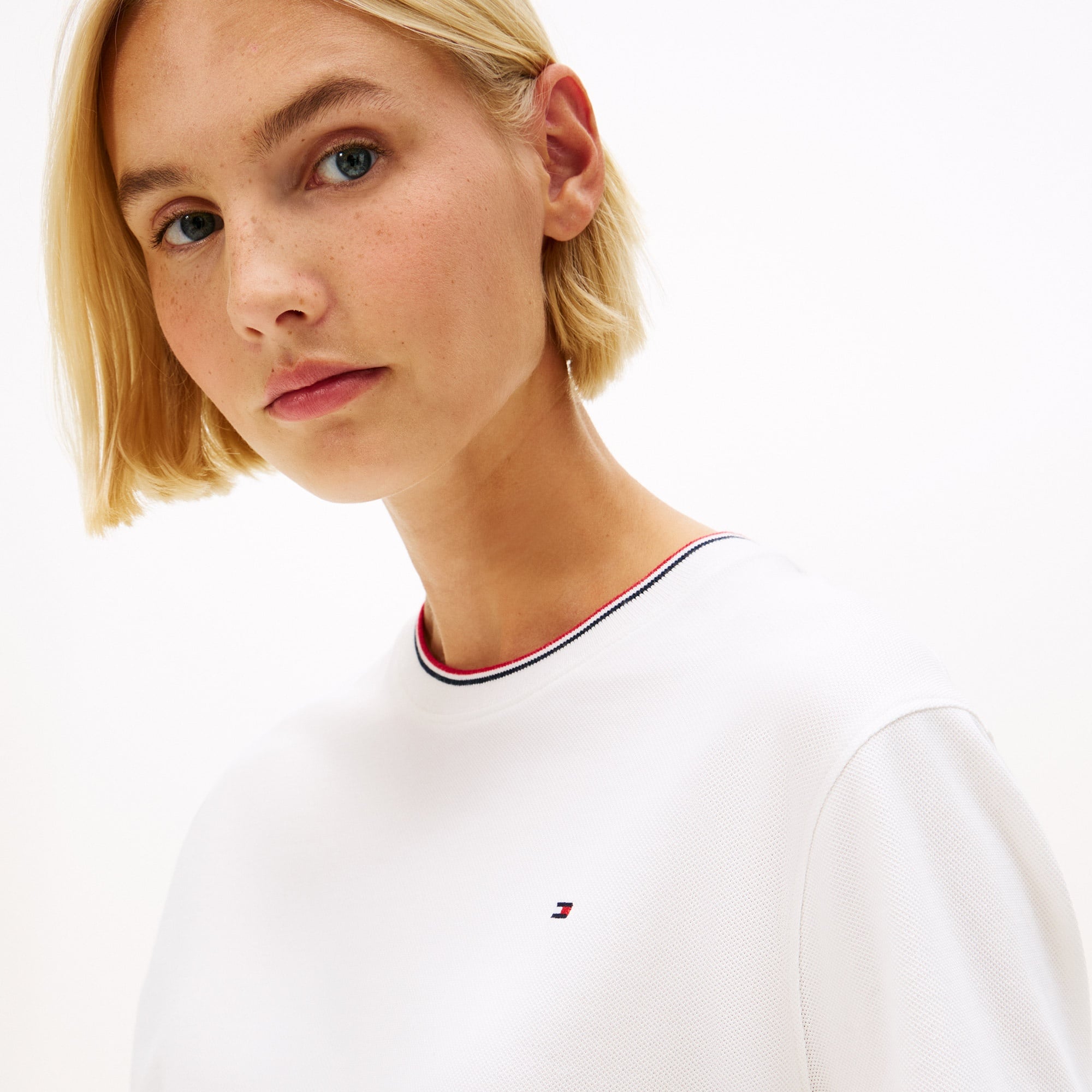 Tommy Hilfiger Pique Kadın Beyaz T-Shirt