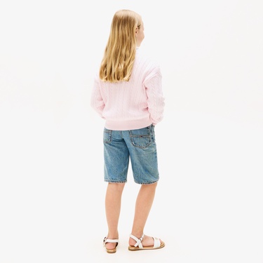  Tommy Hilfiger Cable Çocuk Pembe Kazak