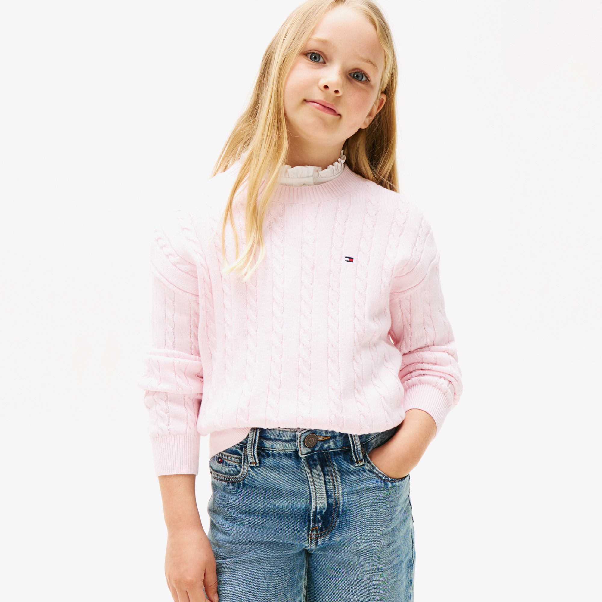 Tommy Hilfiger Cable Çocuk Pembe Kazak