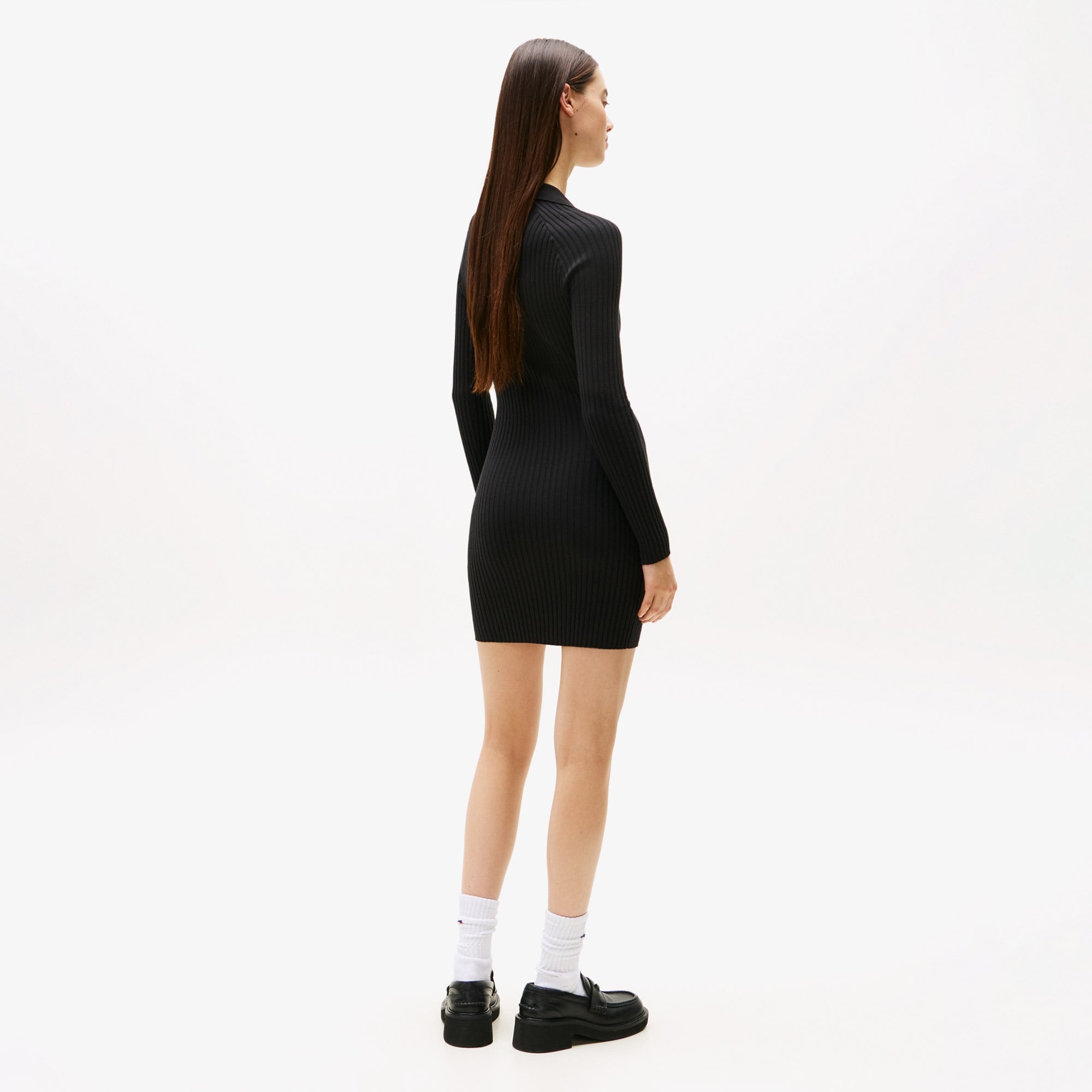 Tommy Jeans Collar Badge Kadın Siyah Elbise