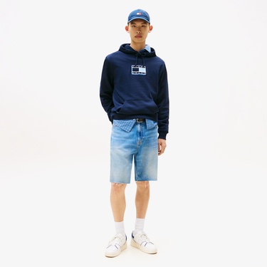  Tommy Jeans Regular Pop Erkek Mavi Hoodie