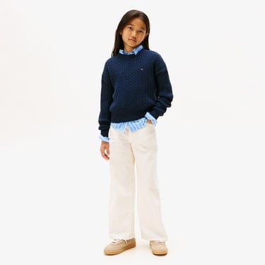  Tommy Hilfiger Cable Çocuk Lacivert Kazak