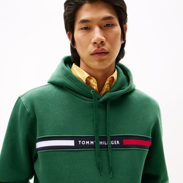  Tommy Hilfiger Chest Insert Erkek Yeşil Hoodie