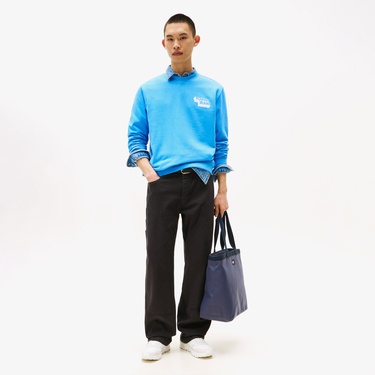  Tommy Jeans Regular Stack Erkek Mavi Sweatshirt