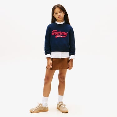  Tommy Hilfiger Logo Çocuk Lacivert Kazak