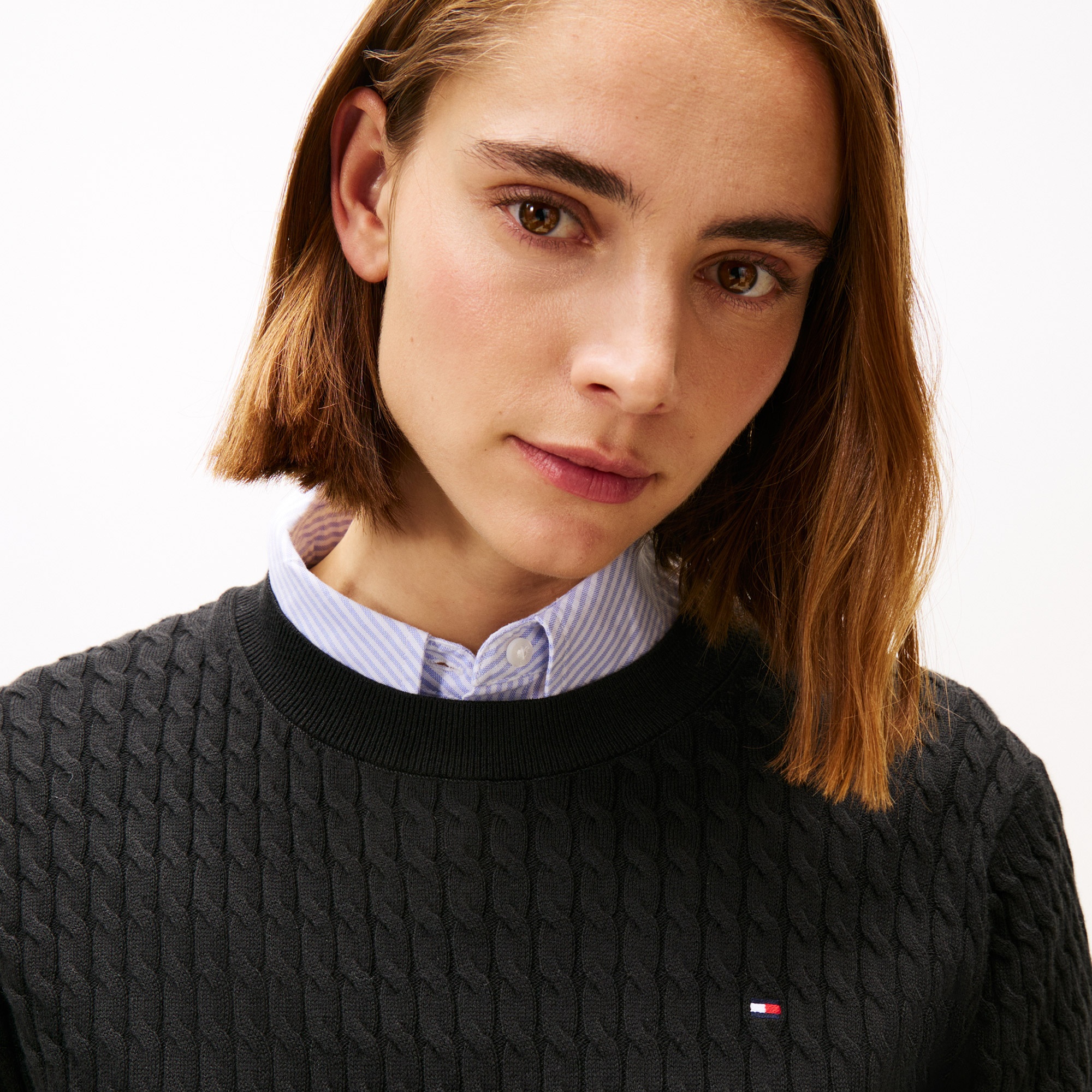 Tommy Hilfiger Cable Kadın Siyah Kazak