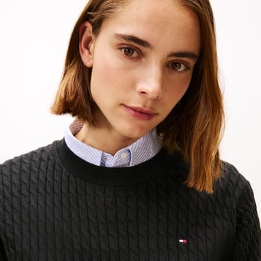  Tommy Hilfiger Cable Kadın Siyah Kazak