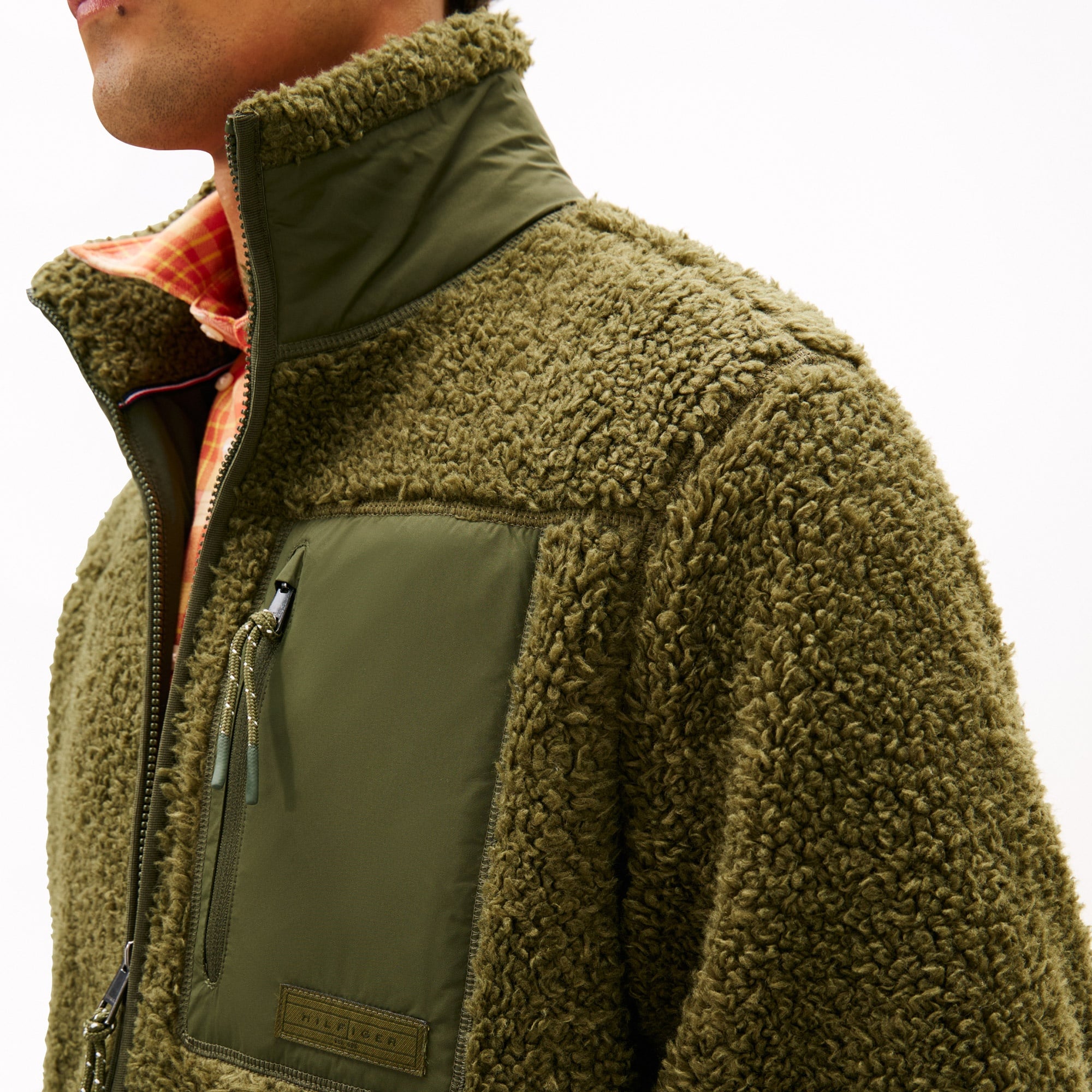 Tommy Hilfiger Teddy Through Erkek Fermuarlı Yeşil Ceket