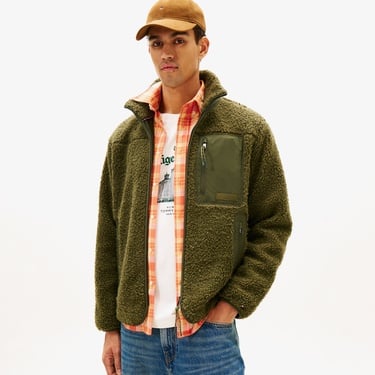  Tommy Hilfiger Teddy Through Erkek Fermuarlı Yeşil Ceket