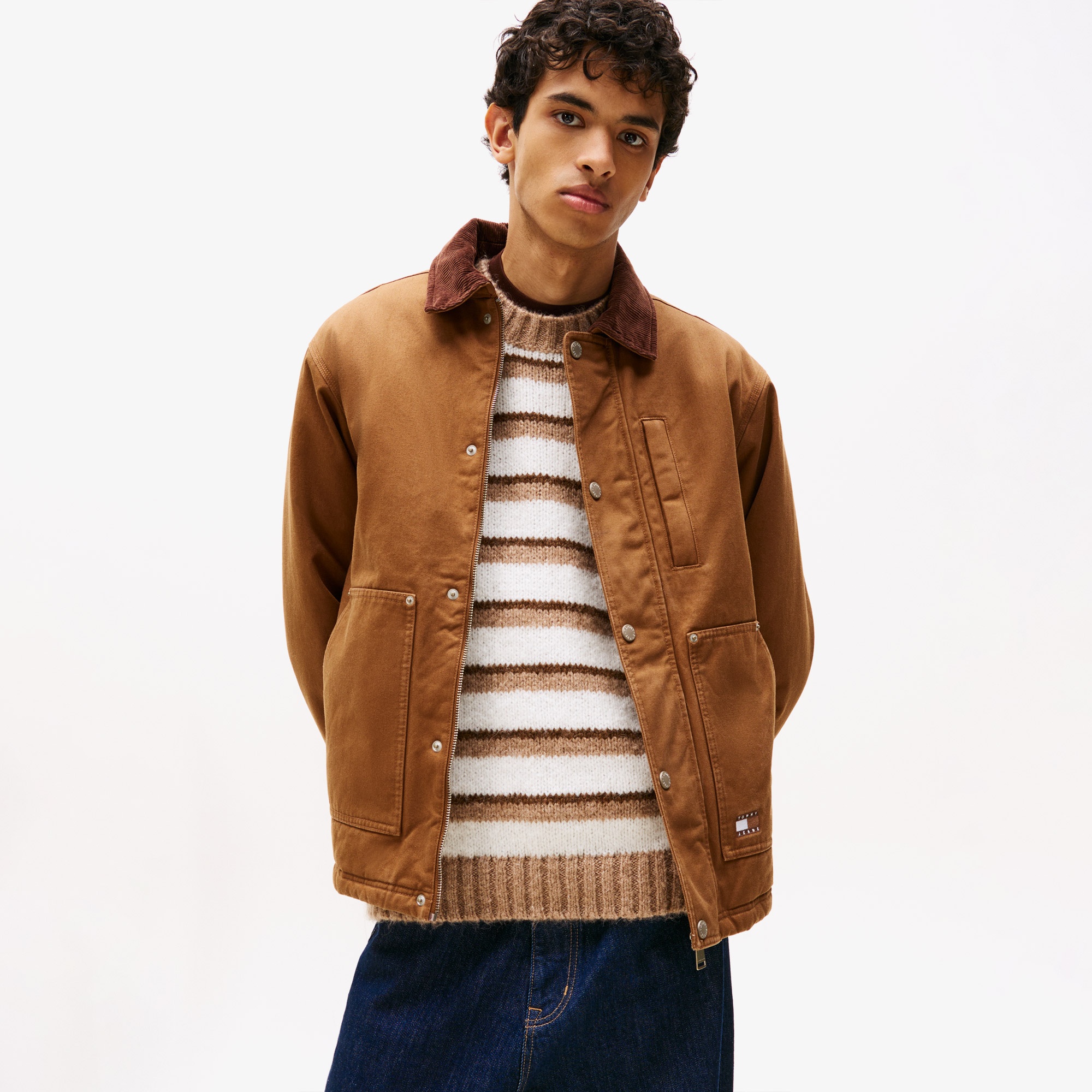 Tommy Jeans Twill Chore Erkek Kahverengi Ceket