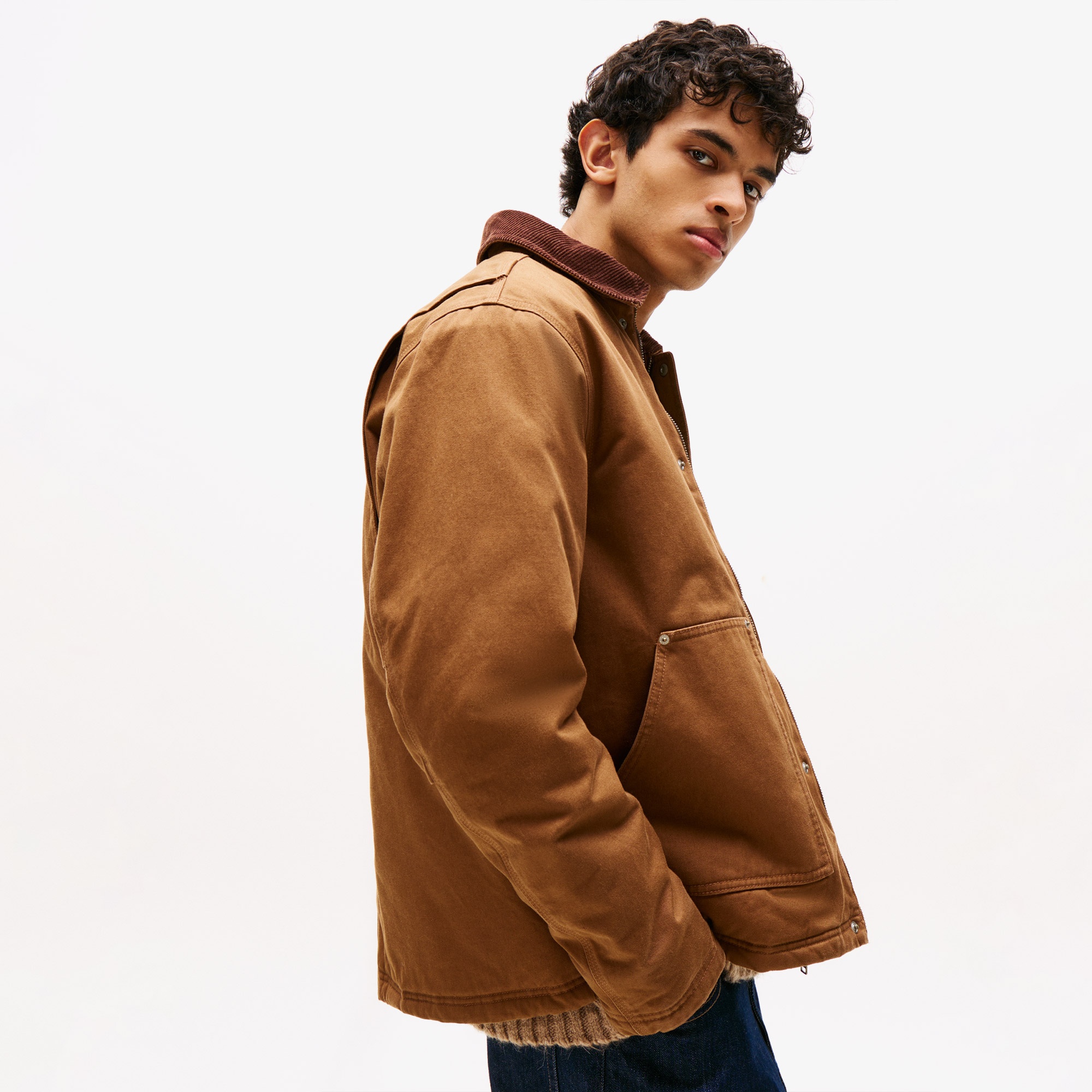 Tommy Jeans Twill Chore Erkek Kahverengi Ceket